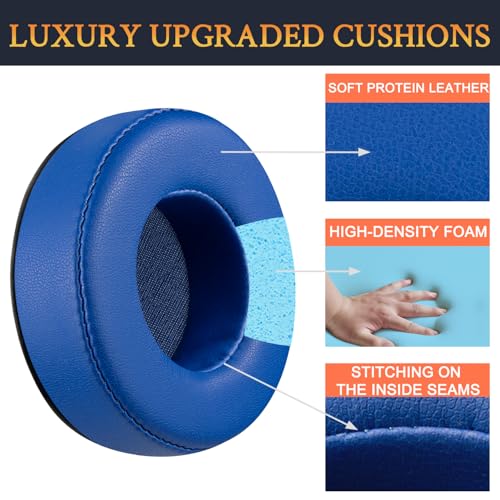 Image of SOULWIT Earpads Replacement for Skullcandy Hesh & Hesh 2 Wireless Over-Ear Headphones, Ear Pads Cushions with Soft Protein Leather, Noise Isolation Foam - Blue