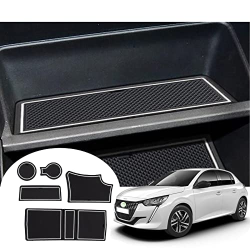 BIXUAN Compatibile Con Peugeot 2008 E-2008 P24 2020-2023 2024 2025, Tappetini Antiscivolo Per Console Centrale, Braccioli, Tappetini In Gomma Per Bevande, Tappetino Antiscivolo, Cuciture Per Porta, 12