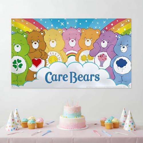Vibrant Care Bears Party Polyester Backdrop Banner – 3 ft x 5 ft (1 Piece) – Perfect for Photo Booths, Dessert Tables & Kids’ Birthday Decor by Fun Express - Image 4