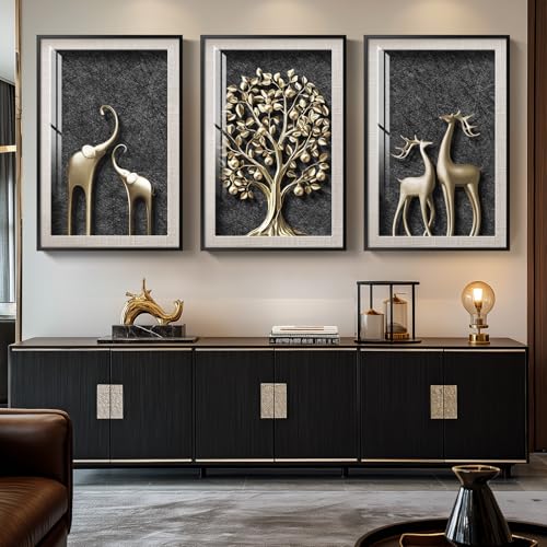 Framed Tree of Life Wall Art for Living Room, Modern Luxury Black...
