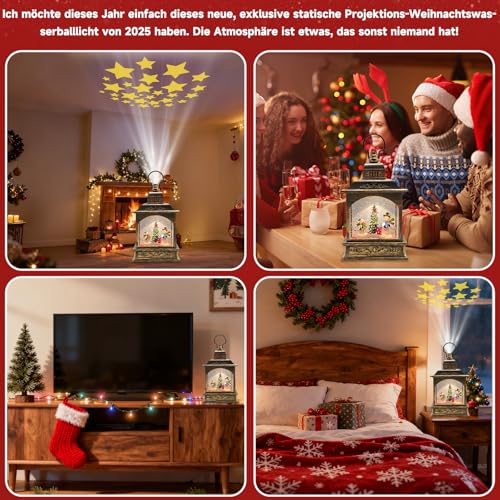 Weihnachtliche schneemann deko Schneekugel Laterne mit Musik, Licht, Timer & Glitzer, Elektrische Wasserlaterne Weihnachtsdeko Batteriebetrieben/USB Schneekugel-Laterne für Erwachsene und Kinder