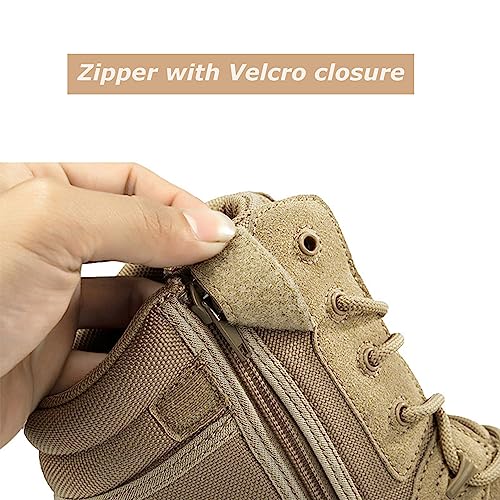 Kervaky Men's Tactical Boots, side zipper, easy to wear, outdoor, work, military boot, tactical boots for men4