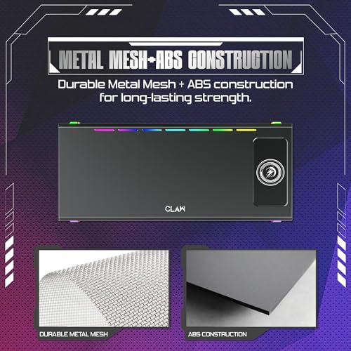 Image of CLAW Dock Pro T9 Monitor & Laptop Stand with 15W Wireless Charging, USB-C PD Input, Fast Charge USB-C & USB-A, Dual USB 3.0 Ports, Headphone /Mic Ports, 10 RGB Modes Metal Build, 30kg Load, Drawer for office, home and gaming use