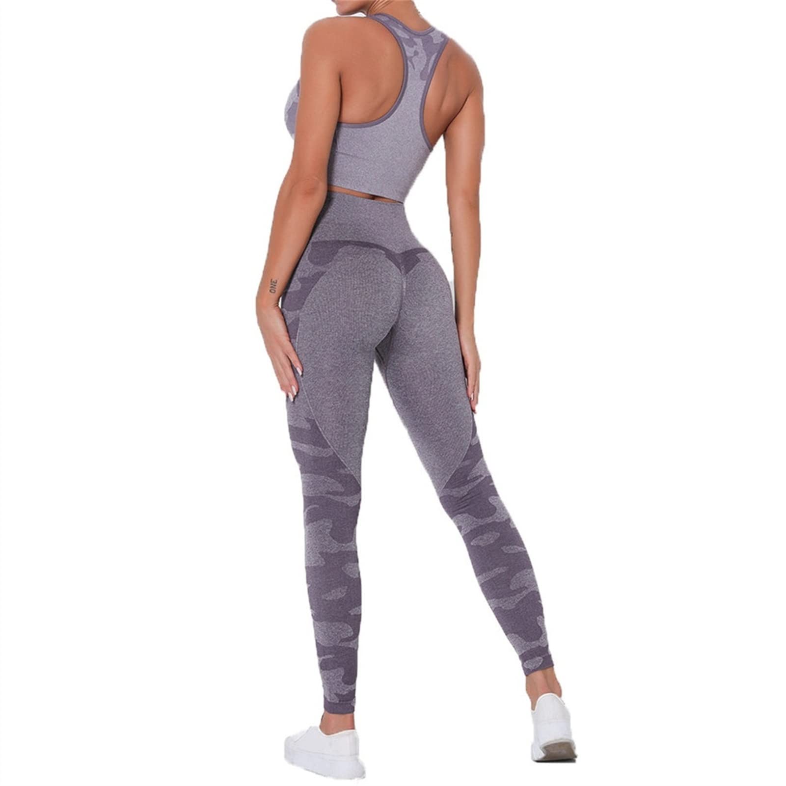 Damskie dresy treningowe do jogi, strój dla kobiet, zestaw 2 sztuki, nakładka do jogi Scrunch tłok, gimnastyka, legginsy bez ramion, sportowy biustonosz z rękawami crop Top Yoga Fitness dres treningowy 2 sztuki
