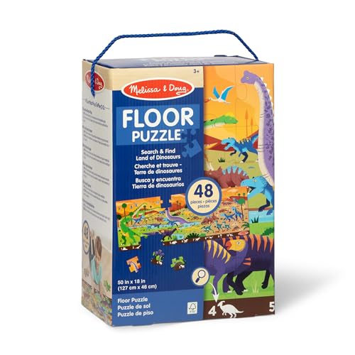 Melissa & Doug Land of Dinosaurs Jumbo Floor Puzzle 48-Piece Toy | 48 Wipe-Clean Pieces, Over 4 Feet Long, Search & Find Game, Educational Floor Puzzle Play, Learning Toys for Kids, Ages 6+ - image 9