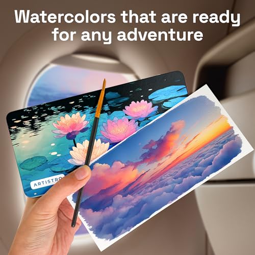 Image of ARTISTRO Deluxe Watercolor Paint Set with 168 Colors - Vivid Colors in a Portable Box - Travel Watercolor Set with Complete Palette