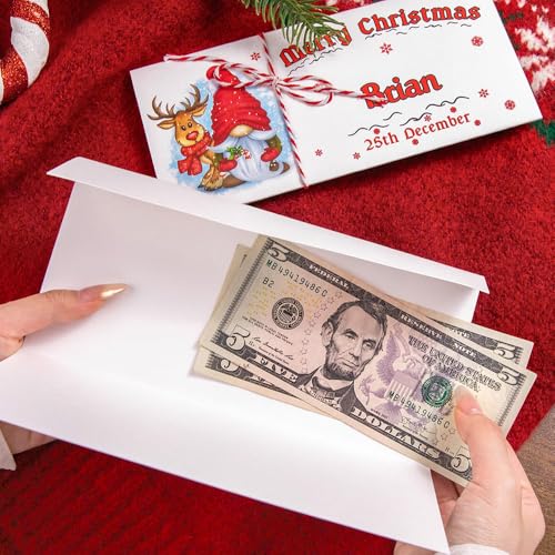 CALLIE Personalized Christmas Money Gift Card Holder with Envelope, Santa Elk Snowman Design Money Holder Wallet for Cash, New Year Gift for Family Friend3