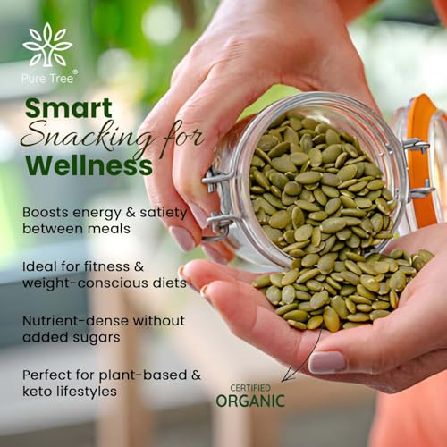 Image of Pure Tree Certified Organic Pumpkin Seeds | 350 g | Kaddu ke Beej | Seeds for Eating Good Source Of Omega 3 | Raw Pumpkin Seeds Superfood