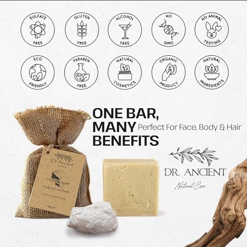 Image of Dr.Ancient Tallow Soap Bar, Organic Soap Bars Handcrafted the Traditional Way, Natural Chemical-Free, Used for Face and Body, Gently Cleanses, Softens Skin, Supports Hydration, and Daily Routine