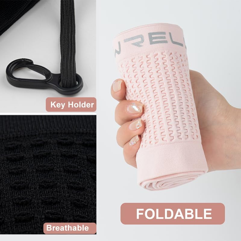 Miniatura 4 de Cinturón ruuning delgado para mujeres y hombres, bolsa de cintura de viaje ligera para correr, senderismo, ciclismo, Negro -