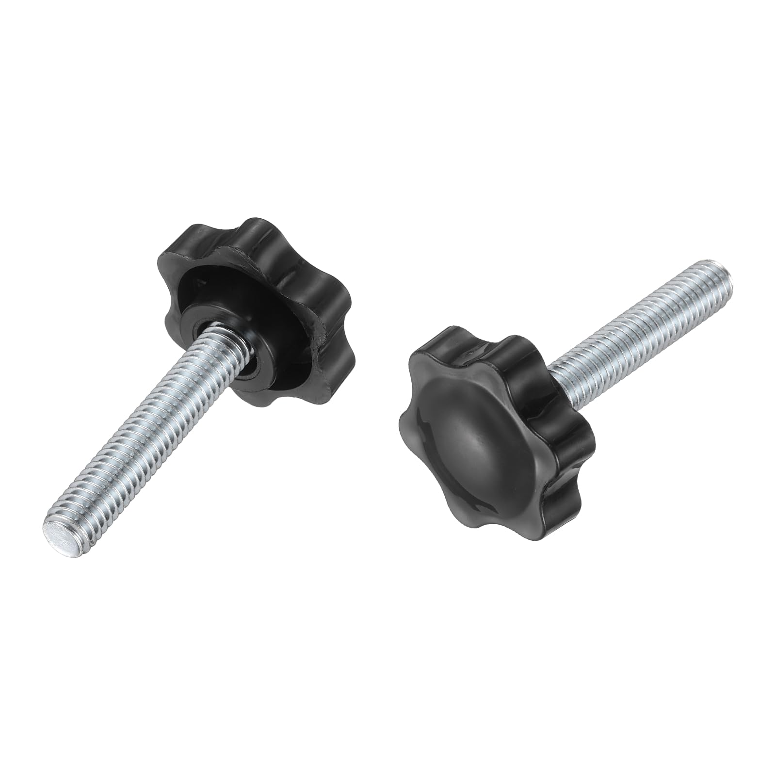 sourcing map 2Pcs 3/8"-16 Star Knobs, 1.9" Threaded Stud Plastic Male Clamping Knob Screw Hand Tightening Replacement Knob for Industrial Furniture Tools Jigs Clamps, Black