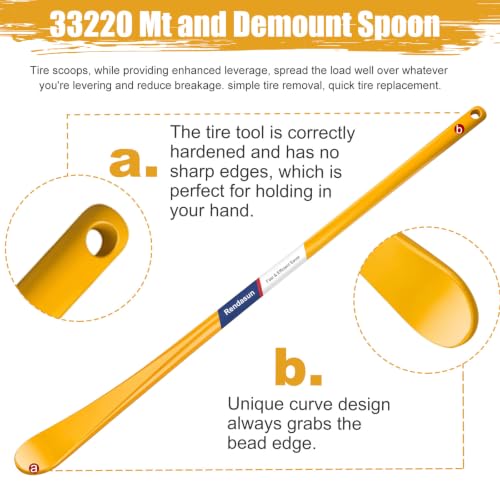 Image of 2PCS Tire Bar,33220 Mt and Demount Spoon Tire Tools, 30 in,11 /16 in,Yellow