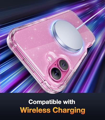 Image of Diaclara Magnetic Designed for iPhone 16 Plus Phone Case,[Full Camera Protection] 360 Clear Bumper Compatible with MagSafe Built-in Screen Protector for 16 Plus,Magnetic Clear Glitter