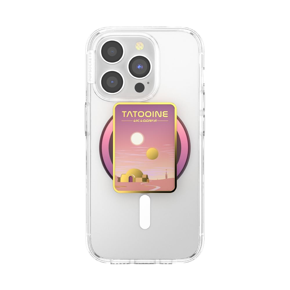 PopSockets Phone Grip for MagSafe with Kickstand, Magnetic Stand, Swappable Top, Secure Hold for iPhone MagSafe Cases, Phone & Tablet Grip, Starwars - Enamel Welcome to Tatooine