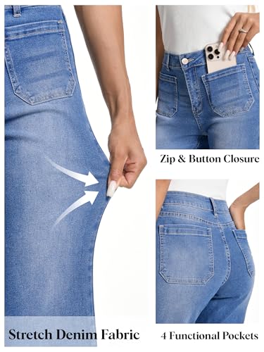 SEVEGO Tall Women's 34"/36"/38" Inseam Wide Leg Jeans High Waisted Stretchy Straight Loose Trendy Denim Pants Pockets4