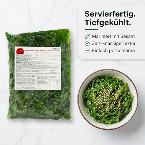Takori Goma Wakame Salat 1 kg tiefgekühlt, mariniert mit Sesam, Algensalat für Sushi, Bowls und Beilagen, zart-knackige Textur, portionierbar – Bild 4