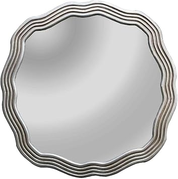 CHLOEs Reflection Contemporary-Style Silver Finish Round Wall Mirror 33" Wide