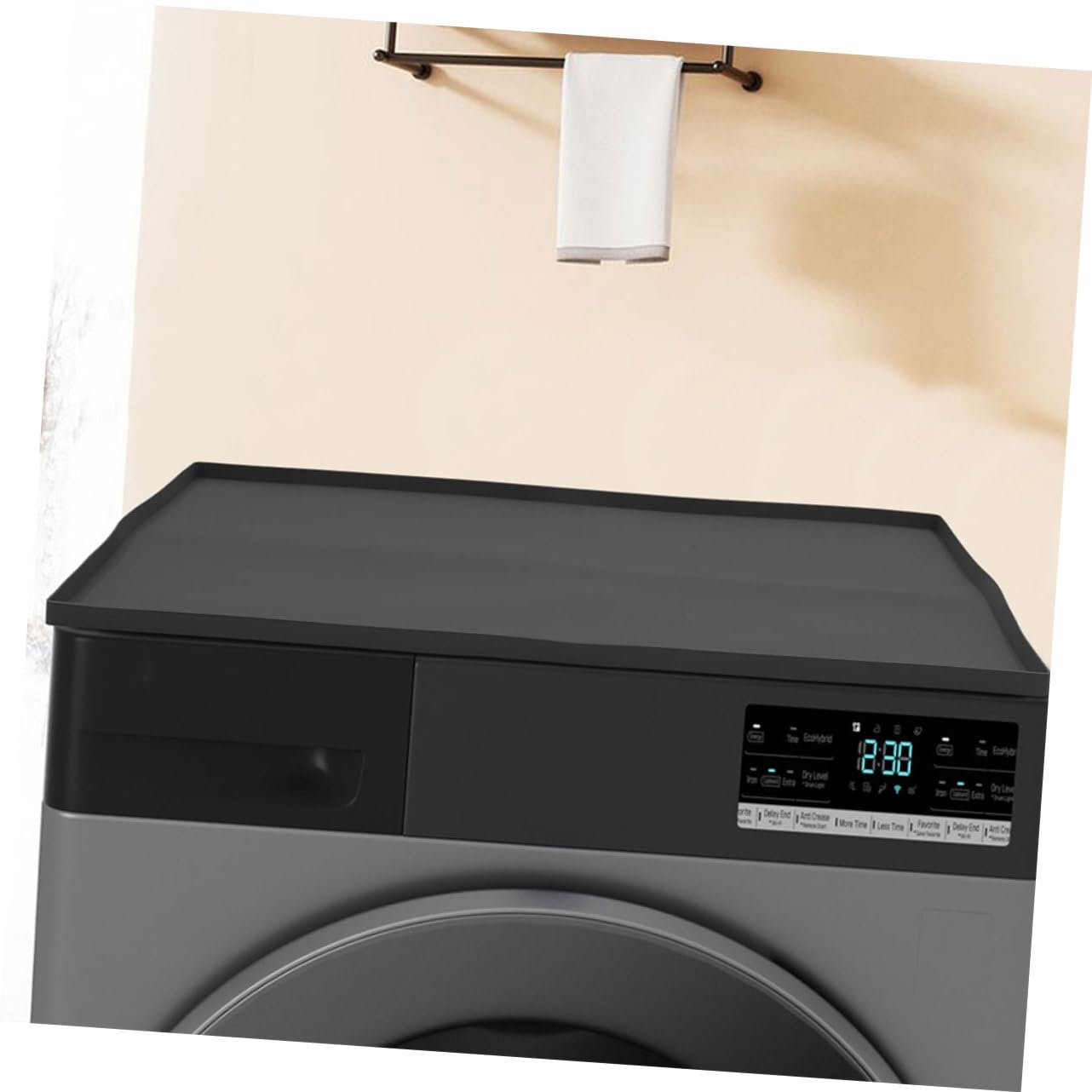 Artibetter Silikon Waschmaschinen Schutzmatte in Schwarz Starke Schutzfunktion und Formbeständig Minimalistisches Design für Waschmaschine und Trockneroberseite