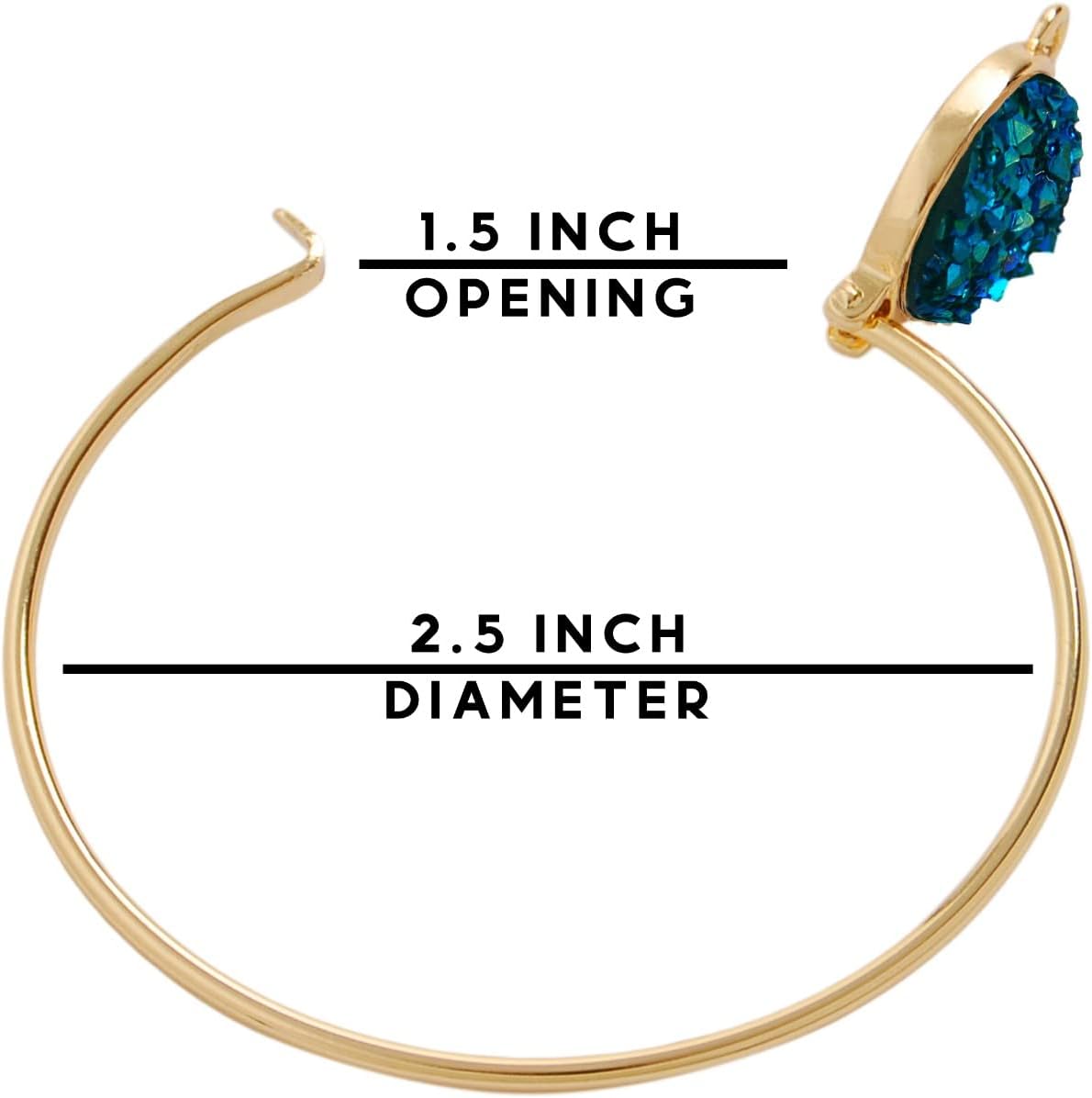 Humble Chic NY Simulated Druzy Cuff Bracelets for Women - Boho Stackable Bangle Bracelet, Plated in Gold, Silver, or Rose Gold Tone with Oval Stone