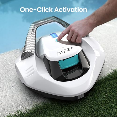 Image of AIPER Seagull SE 2025 Cordless Robotic Pool Vacuum with 1200GPH Strong Suction, Lasts 90 Mins Runtime, LED Indicator,Pool Vacuum for Above-Ground Pool up to 40 Feet, Snow White & Teal