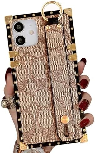 Rectangle Designer Luxury Case For IPhone 11 Pro Max Leather With Wristband Strap Hand Holder Ring Kickstand Silicone Shockproof Protective Bumper - View #4