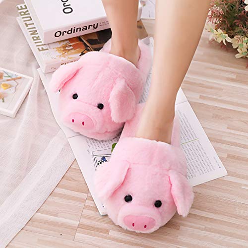 Plush Pink Pig Slippers Winter Warm Stuffed Animal Slippers for Women4
