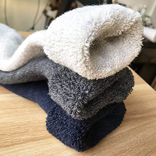 Yoicy Mens Heavy Thick Wool Socks - Soft Warm Comfort Winter Crew Socks (Pack of 3/5),Multicolor,One Size 7-12