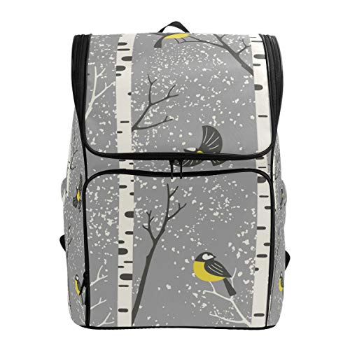 Preisvergleich Produktbild LISNIANY Rucksack,Snowy Suppengrün Vögel auf Grau,Computertasche,Schultasche,große Kapazität