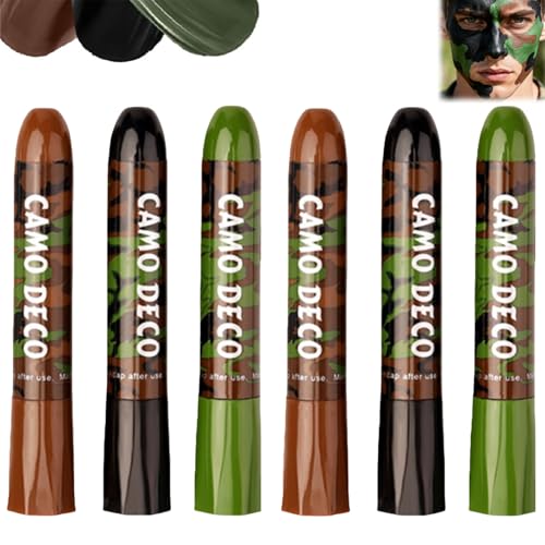 2Pack 3 Color Camo Face Paint,Camo Face Paint,Waterproof & Sweat-Resistant Camouflage Makeup for Hunting & Outdoor Survival,Camouflage Face Paint,Camo Paint,Safe for Face(Black/Brown/Green)