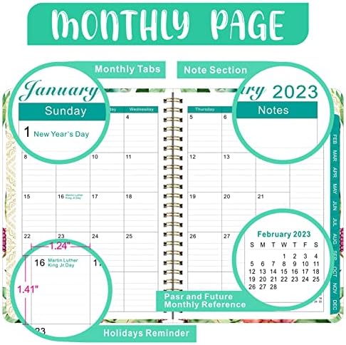 2023 Diary-A5 Diary Week to View Diary 2023, from Jan. 2023 to Dec. 2023,Agenda Hardcover Planner Notebook for 2023,Thick Paper,Bookmark ,Stickers, Note Set and Inner Pocket,Elastic Closure (A)