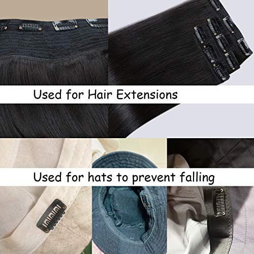 Honbay 50Pcs 6-Teeth U-Shape Snap Clips For Hair Extensions - 3.3Cm/1.3Inch (Black) #TOP2