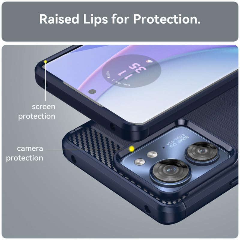 Image of Hybrid Carbon Fiber Back Case for Moto Edge 40 (Blue)