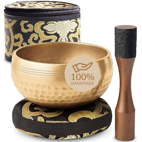 Silent Mind Tibetan Singing Bowl Set – Easy to Play & Beginner Friendly Meditation Bowl with Cushion, Mallet & Case | Stress Relief & Mindfulness | Gift-Ready