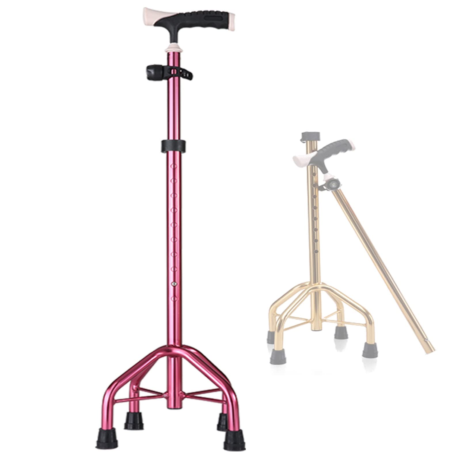 Bastón Cuadrúpedo, Muletas de Colores, Andador Antideslizante para Mayores (Color : Mauve, Size : 71-94cm/28-37)