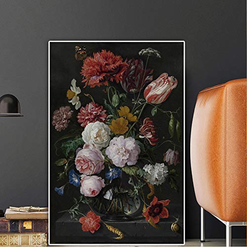 Peinture sur toile de roses pour décorer un grand mur de salon vide