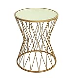 HomePop Hourglass Metal Accent Table Mirror Top, Gold