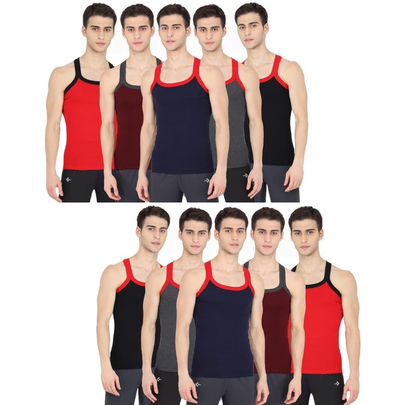Image of INNERO MBG Cotton Men's Gym Vest, Multicolor Soft & Comfortable Square Neck Undershirt