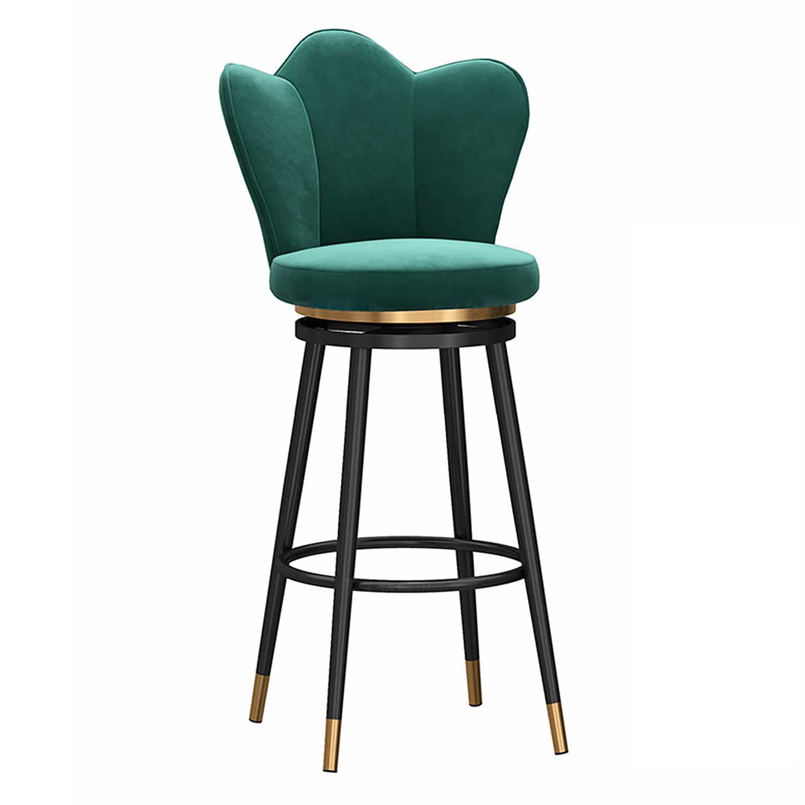 Tabourets de bar en velours 65cm et métal noir pour cuisine