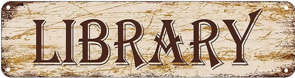 Bdeyfg Colour2 Library Street Sign Vintage Metal Tin Sign Bar Cafe Garage Cave Home Room Farmhouse Garden Patio Wall Decor 4X16 Inch