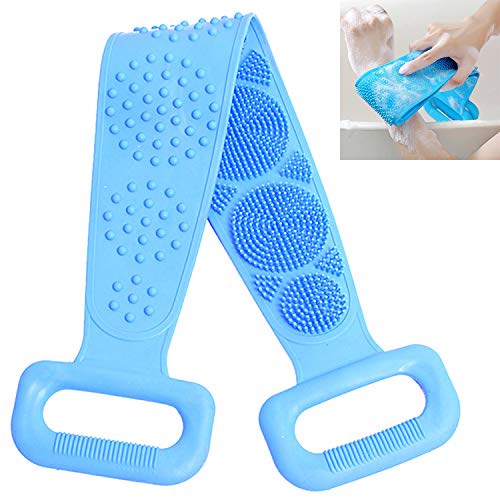 Silicone Body Back Scrubber for Shower,Comfortably Back Massage Tool,Exfoliating Long Double Side Silicone Body Back Scrubber