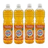 Disiclin Vinagre de Limpieza con detergente Aroma Naranja 1L – Pack de 4 Botellas | Potente Desengrasante, Antical y Limpiador para el Hogar, Ideal para Cocina y Superficies total 4L