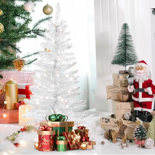 4ftartificialfullchristmastreewithlightsnotprelitartificialminichristmastree50lightssmalltreeforhomeofficepartydecorationindooroutdoorwhitetinsel Urban Country Home Decor 4ft artificial full christmas tree with lights not pre lit artificial mini christmas tree 50 lights small tree for home office party decoration indoor outdoor white tinsel urban country home decor