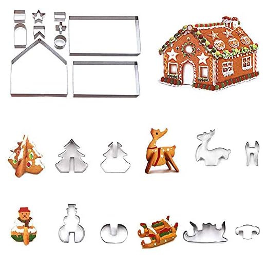 ZoneYan Emporte-Pièce Noel 3D, 18 pièces en Acier Inoxydable Biscuit Moule, 3D Noël Emporte-Pièces, DIY Multifonctionnel Inoxydable Moule de Biscuit