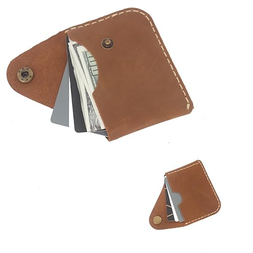 New Upgraded Version Handmade Minimalist Card Case Simple Thin Wallet with Card Slot Card Holder (light brown)