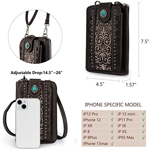 Image of Montana West Western Crossbody Phone Wallet for Women RFID Blocking Wallet Purse with Cash Slots & Zipper Pocket