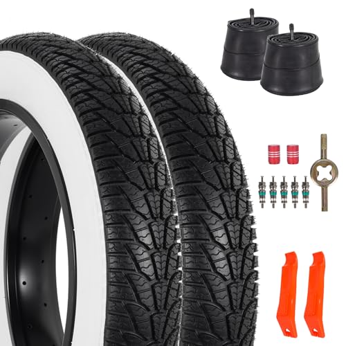 RUHUO 2-Pack 26x4.0 Fatbike-Reifen, 26 Zoll‌ Mountainbike-Reifen und Schlauch Set‌, Falt Ersatzreifen mit Reifenhebern für Mountainbikes und E-Bikes (Schwarz&weiß)