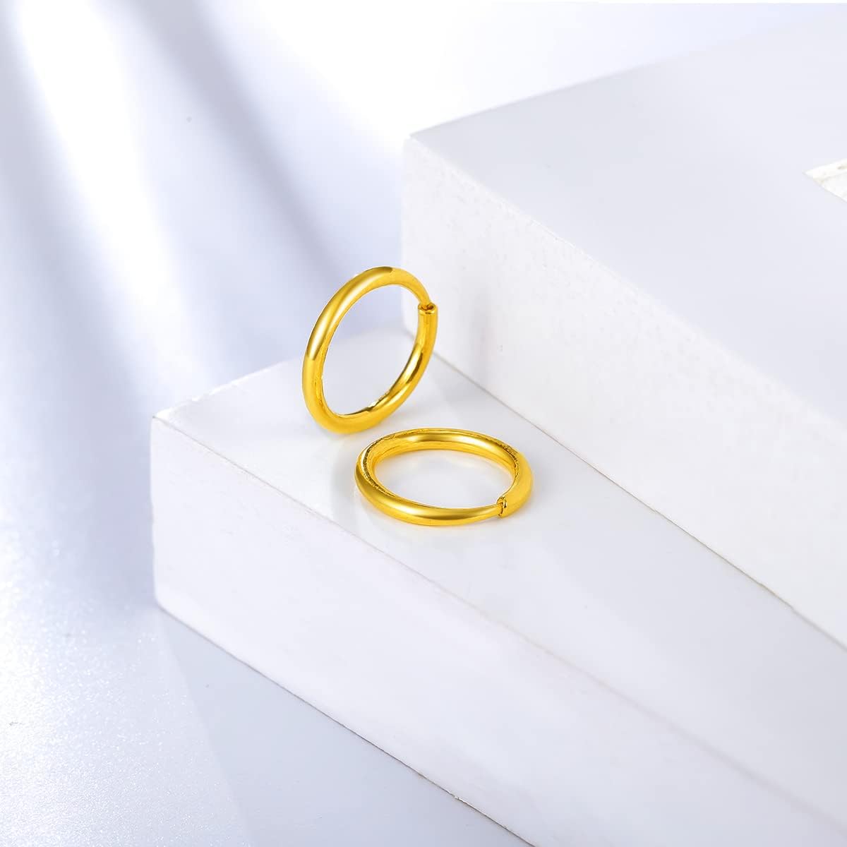 24K Gold Earrings for Women Hypoallergenic Hoop Earring Lightweight Beaded Hoops Dangle Small Huggie Drop Bead Statement Jewelry Dainty Ball Fashion Trendy Dangling Tiny Thin Polished Real Gold Gifts
