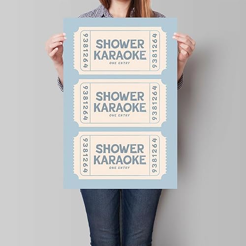 Miniatura 3 de Pósteres azules de moda divertidos para ducha, boleto de karaoke, decoración retro preppy costera playera, impresiones en lienzo coqueta crema para