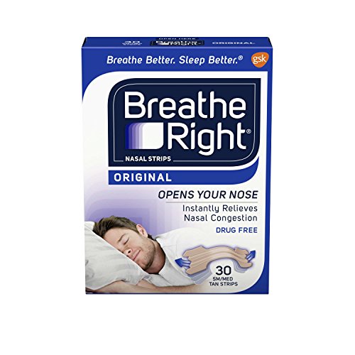 Breathe Right Original Tan Small/Medium Drug-Free Nasal Strips for Nasal Congestion Relief, 30