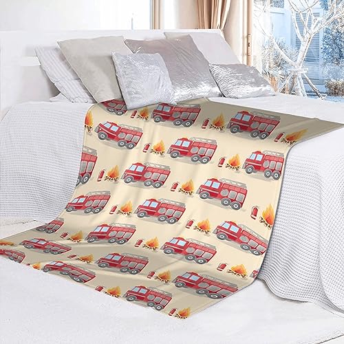 Image of Fire Truck Fireman Blanket Gifts Super Soft Fleece Throw Blankets Cozy Flannel Air Conditioning Blanket Blanket for Couch Bed 50x40 in for Kid
